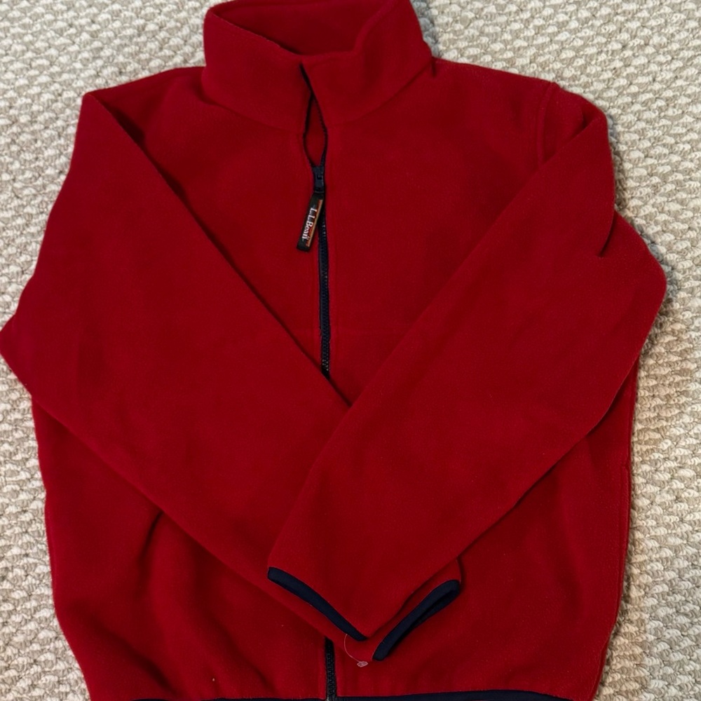 Women's Red LL Bean Full Zip Fleece